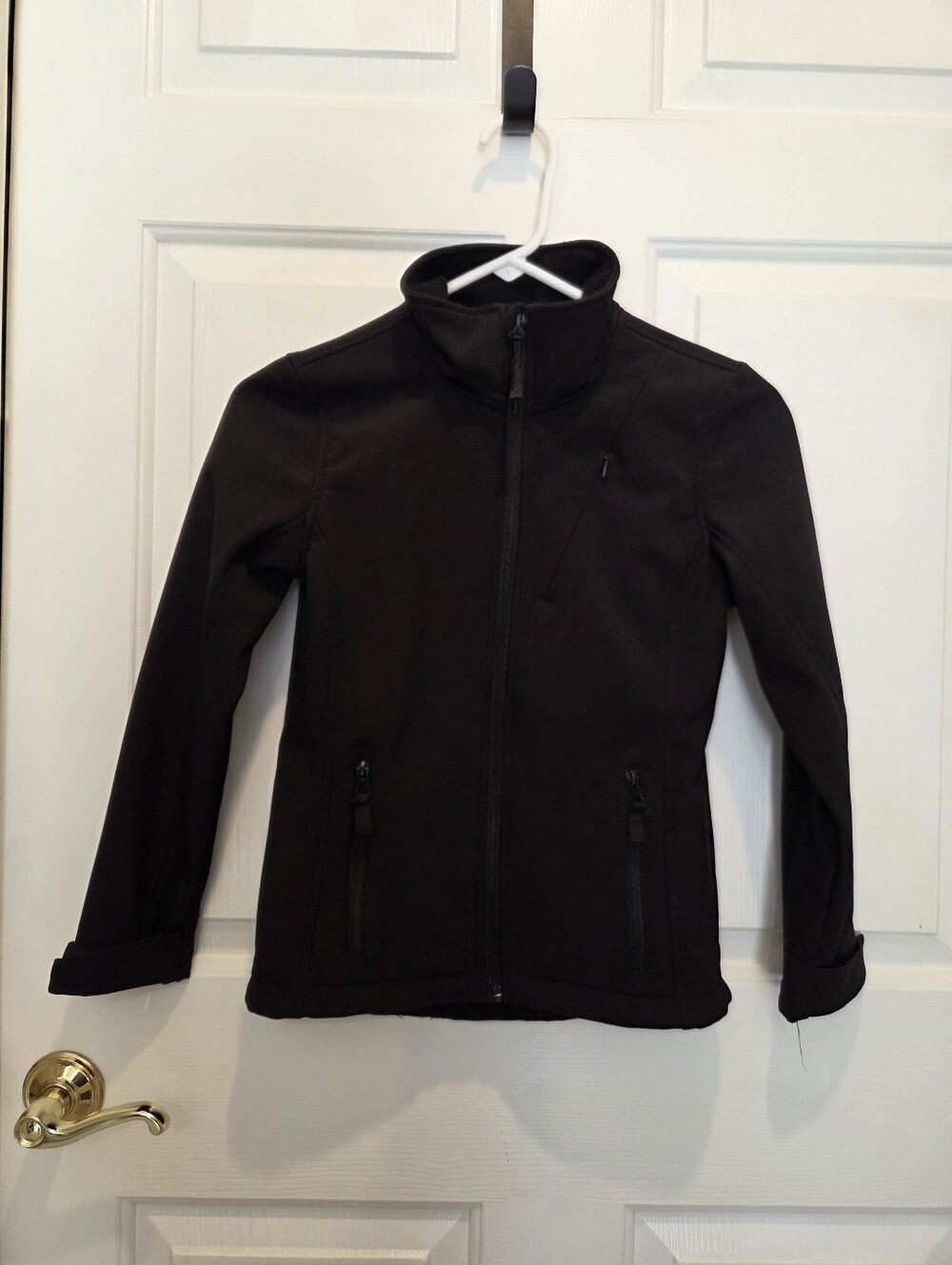 Kids Black Softshell Jacket - Lightweight Zip-Up